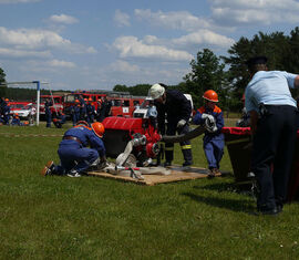 das Kuppel auf der Platte beim Löschangriff