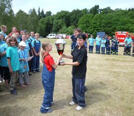 Übergabe des Wanderpokals an die JF´ren des Amtes Burg
