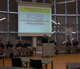 Stellvertretender Kreisbrandmeister Karsten Magister zur Eröffnung der Fortbildungsveranstaltung