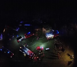 Einsatzstelle Verkehrsunfall in der Draufsicht