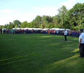 Eröffnung des 15. Kreisjugendlagers durch Kreisjugendwart Karlheinz Krause